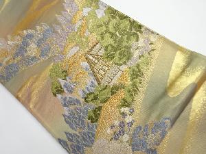 リサイクル　翠園　風景模様織り出し袋帯